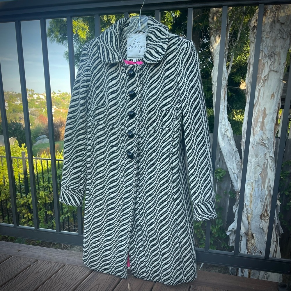Milly Black and White Patterned Coat